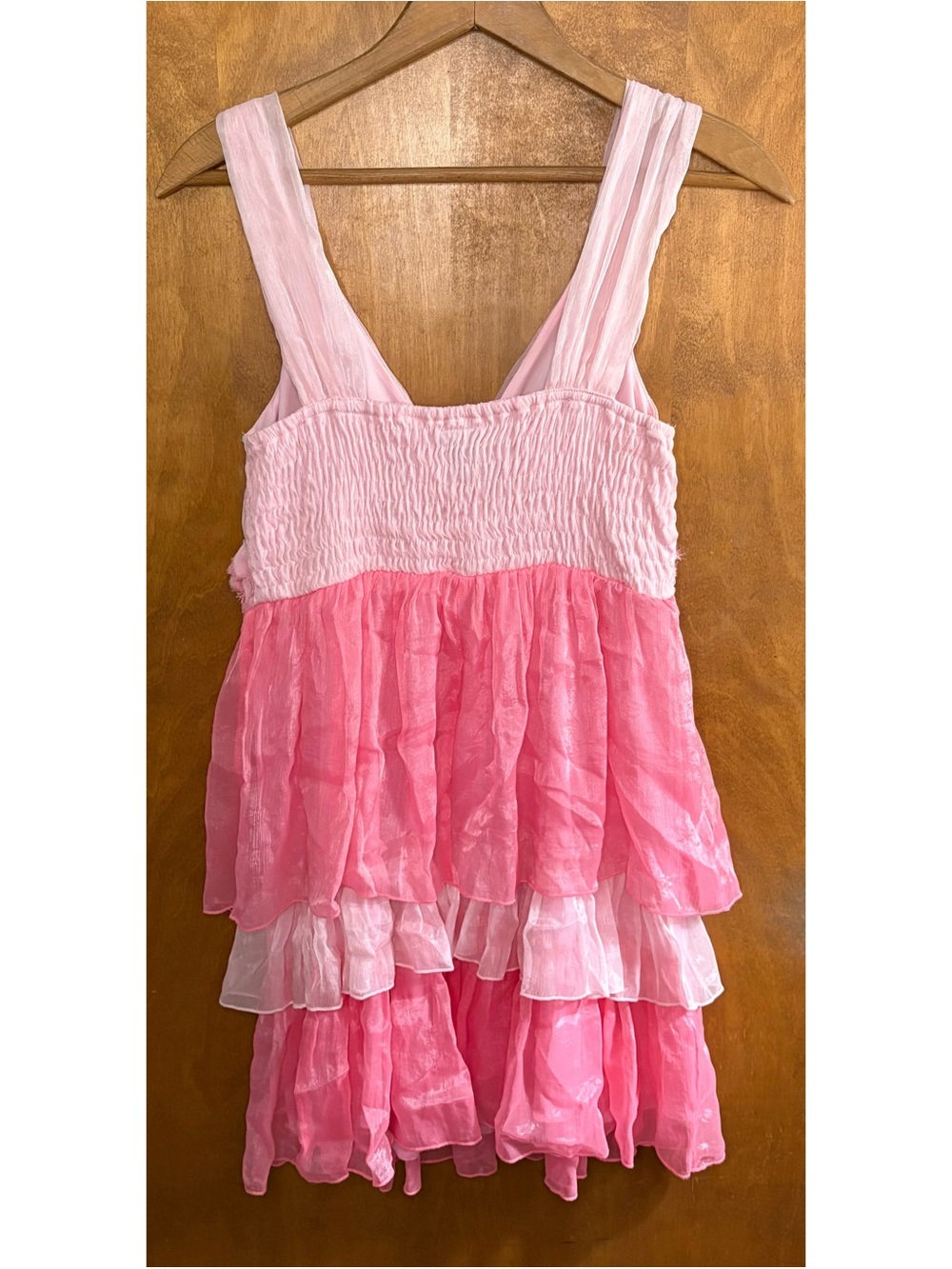 Vintage Y2K Pink Tiered Chiffon Mini Dress Floral Rosette Coquette Fairy Bratz - Picture 2 of 8